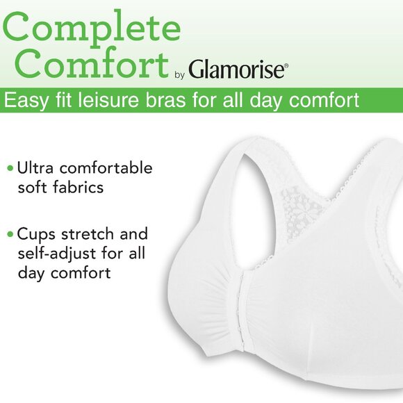 Glamorise 2-N-1 CONVERTIBLE 50F 50G T-Back Racerback Bra Stretch-Lace Nude NEW - Picture 14 of 16